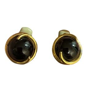 Vintage Ciner Gold and Black Clip On Earrings